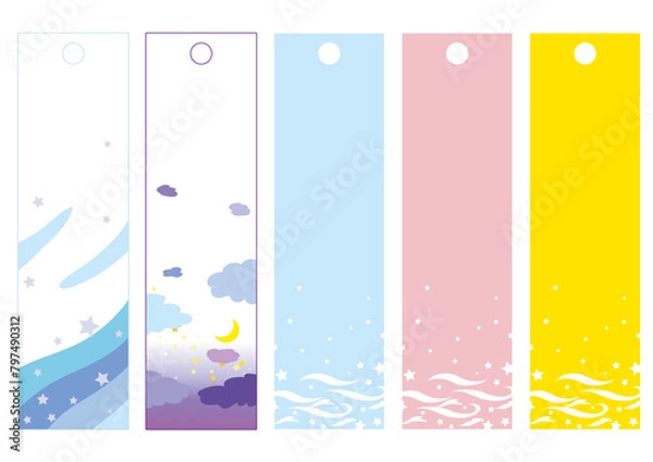 Obraz 七夕に使える可愛い短冊のフレームイラスト