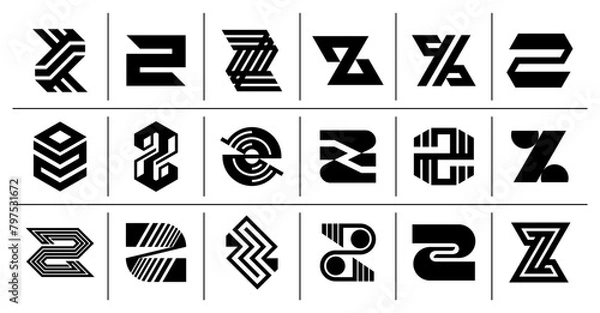 Obraz Flat abstract monogram letter Z logo set
