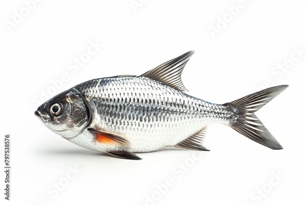 Fototapeta Codfish Silver Scales High-Resolution Side Profile Image