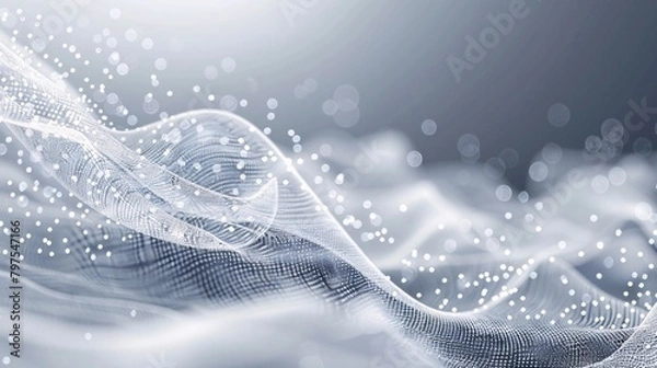 Fototapeta A wave of white and gray with many dots
