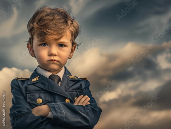 Obraz Young boy as a civil pilot