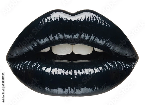 Obraz black glossy lips