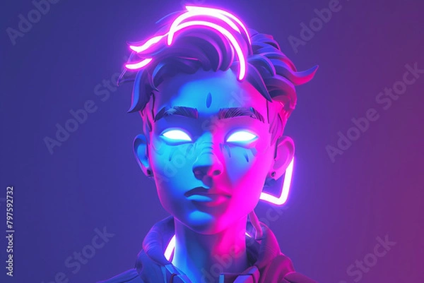 Fototapeta 3d game character cartoon portrait glow effect