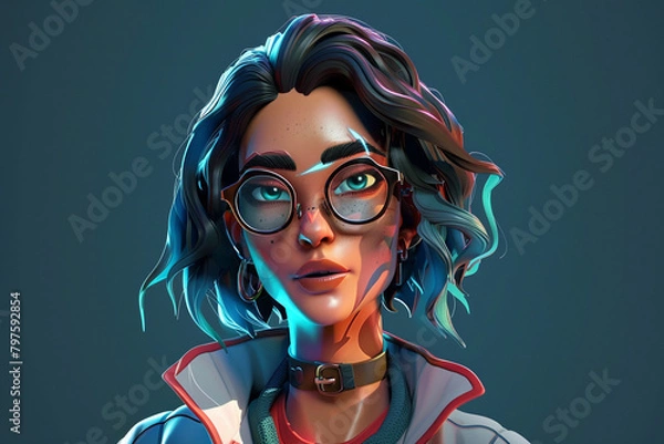 Fototapeta 3d game character cartoon portrait glow effect