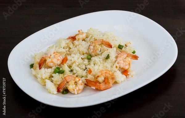 Fototapeta Fried rice with prawns