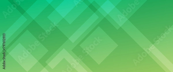 Fototapeta Green and white vector gradient abstract banner with geometric shapes elements. For background presentation, background, wallpaper, banner, brochure, web layout, and cover