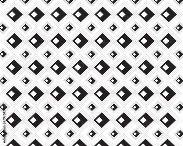 Fototapeta black and white seamless pattern geometric background