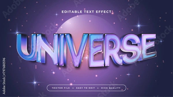 Fototapeta White purple violet and blue universe 3d editable text effect - font style
