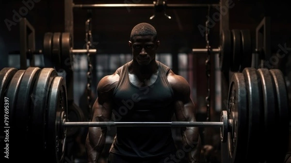 Fototapeta Gym monochromatic intense low key.