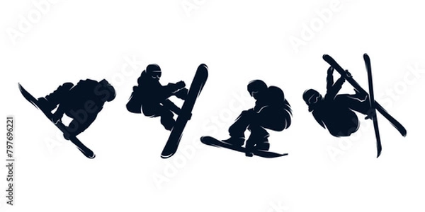 Obraz Skiing stylized silhouette vector symbol