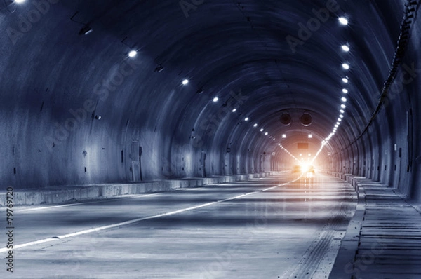 Obraz Abstract car in the tunnel trajectory