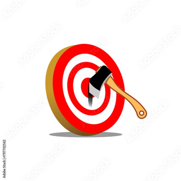 Obraz axe target vector illustration. axe throw in the right target. market goal and customer target