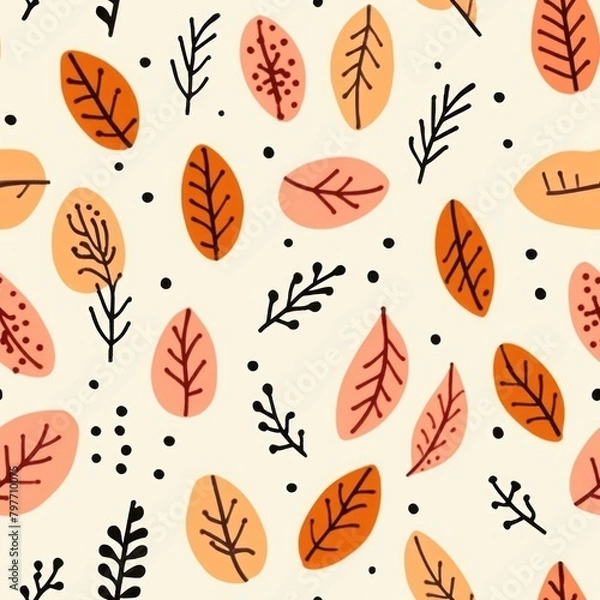 Fototapeta Fall leaves pattern backgrounds plant.