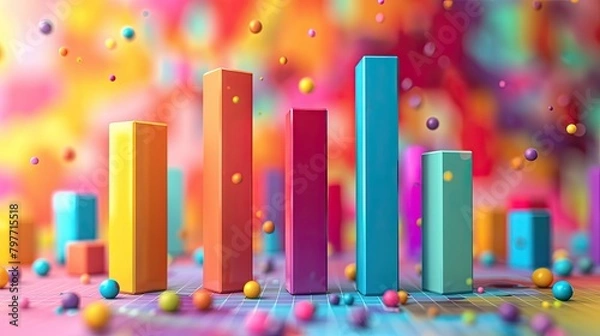 Obraz Colorful bar chart showing data trends