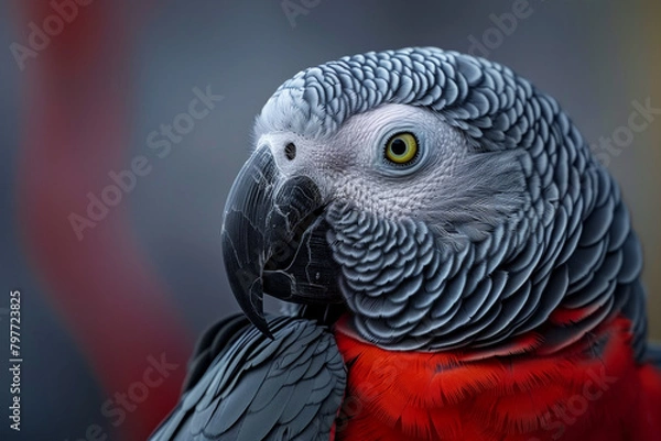 Obraz african grey parrot, close up. Generative AI