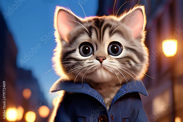 Fototapeta cat in the night Generatve Ai