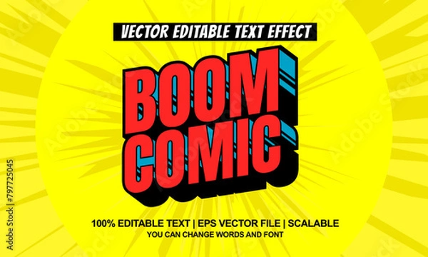 Fototapeta boom comic editable text effect, retro text style