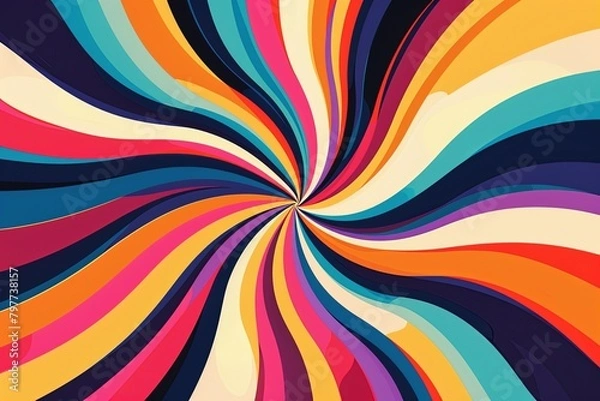 Fototapeta Psychedelic Swirls: Funky Retro 70s Disco Music Cover Art with Vibrant Color Explosion