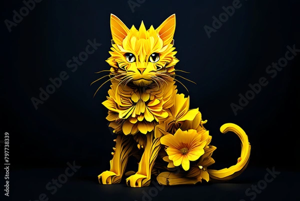Fototapeta cat on a black background Generatve Ai