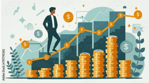 Fototapeta business graph with arrow