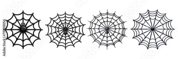 Fototapeta PNG creepy spider web 3d icons and objects collection, in cartoon style minimal on transparent, white background, isolate