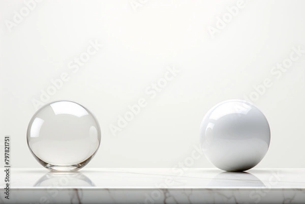 Fototapeta 3d render of a white sphere isolated on a gray background