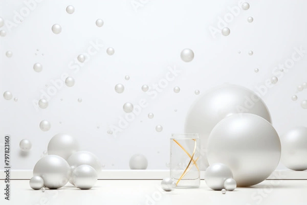 Fototapeta 3d render of a white sphere isolated on a gray background