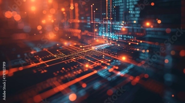 Fototapeta Futuristic Digital Circuitry