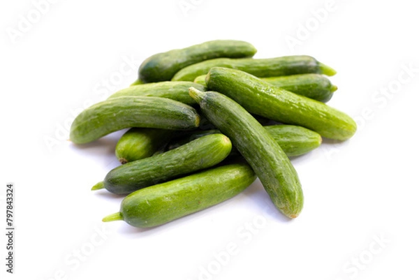 Obraz Mini cucumbers on white background.