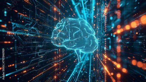 Fototapeta Futuristic Digital Brain Network