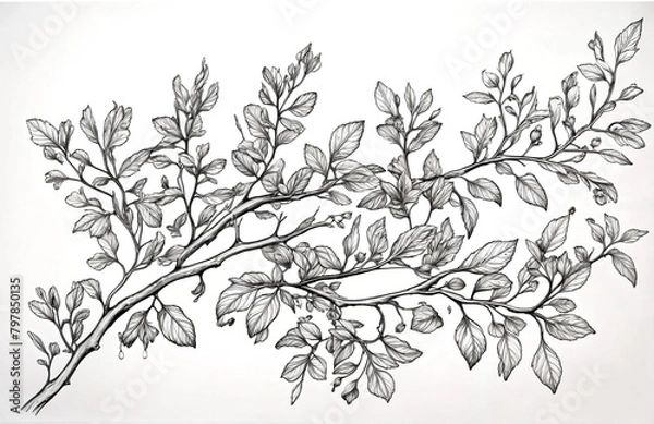 Fototapeta branch of a tree with leaves