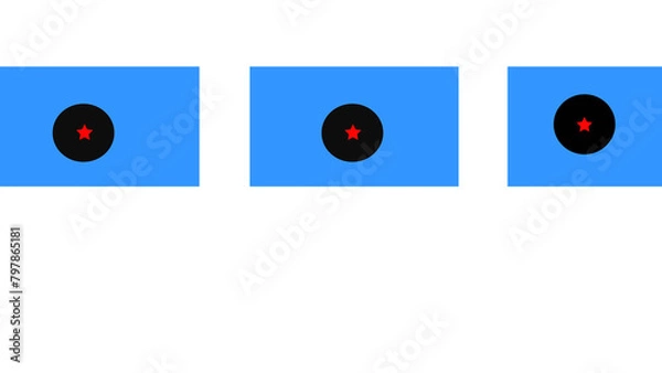 Obraz three rectangles with black dot and red star isolated on white background 