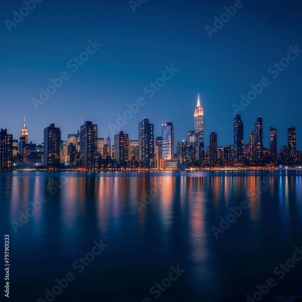 Obraz city skyline at night