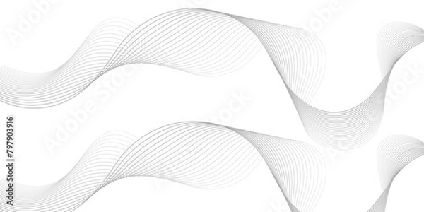 Fototapeta Abstract grey smooth element swoosh speed wave modern stream background. Modern white flowing wave lines and glowing moving lines. Futuristic technology and sound wave lines background.