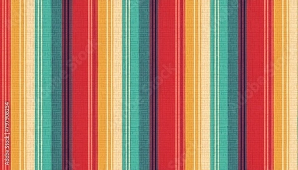 Fototapeta Blanket stripes seamless vector pattern. Background for Cinco de Mayo party decor or ethnic mexican fabric pattern