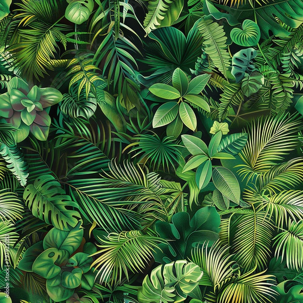 Fototapeta Fabricate a tile with lush rainforest foliage