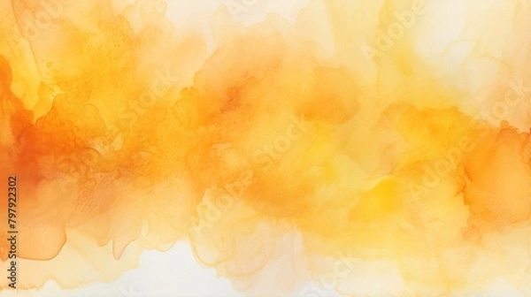 Fototapeta A warm-toned backdrop with a blend of orange watercolor ink stains creating an abstract effect