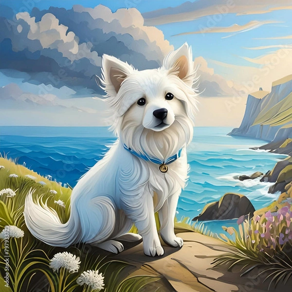 Obraz 바다배경 강아지