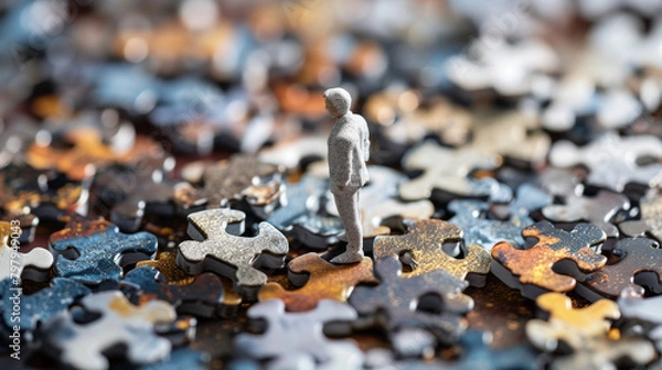 Fototapeta Micro Challenges: Delving into the Intricacies of Puzzle Solving with Miniature Figures