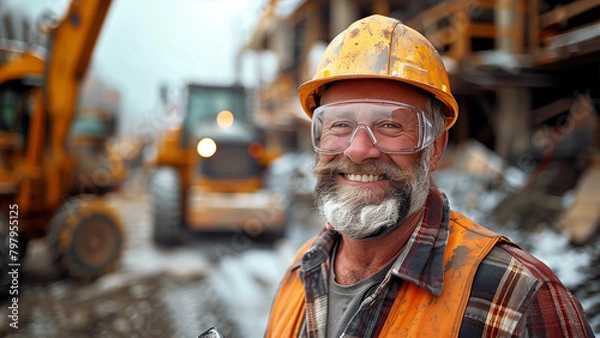 Fototapeta portrait of a worker on a construction site