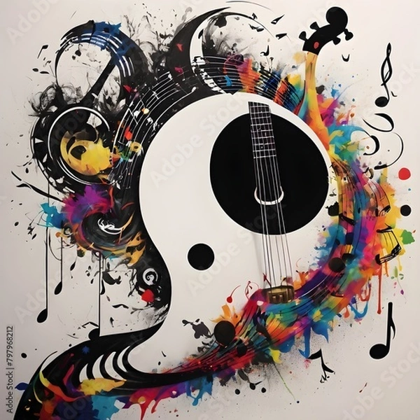 Fototapeta music background with guitar