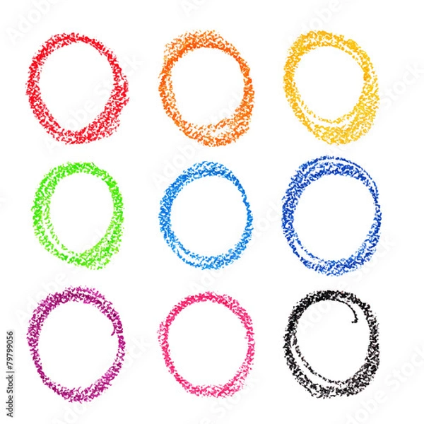 Obraz Crayon circle set. Colorful oil pastel.