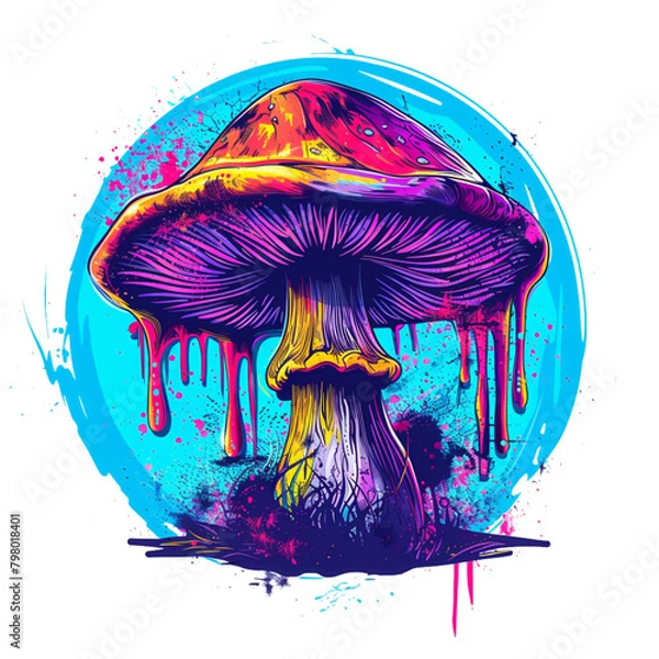 Obraz Mushroom Reto Neon Drips