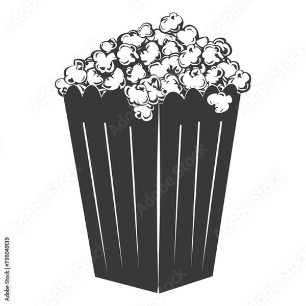 Fototapeta Silhouette popcorn in the box black color only full
