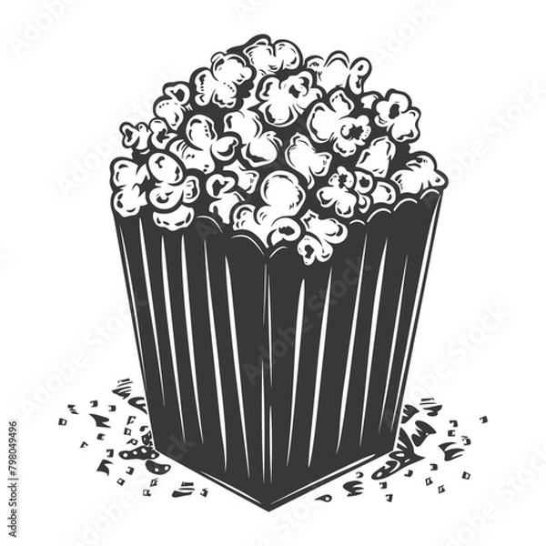 Fototapeta Silhouette popcorn in the box black color only full