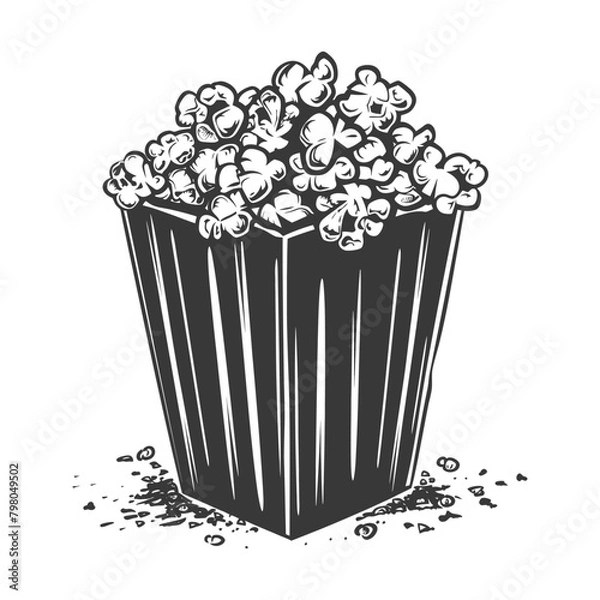 Fototapeta Silhouette popcorn in the box black color only full