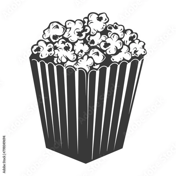 Fototapeta Silhouette popcorn in the box black color only full