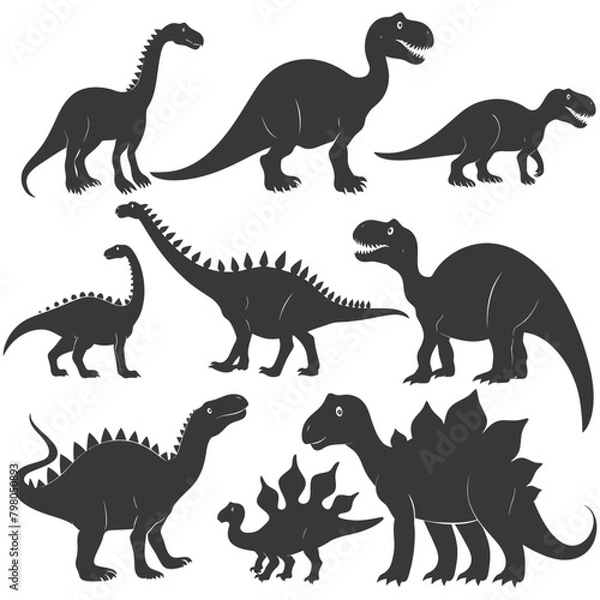 Obraz Silhouette Prehistoric Dinosaur Various black color only