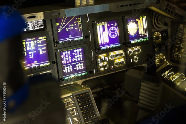 Fototapeta control consoles of the space shuttle, johnson space center, houston, texas