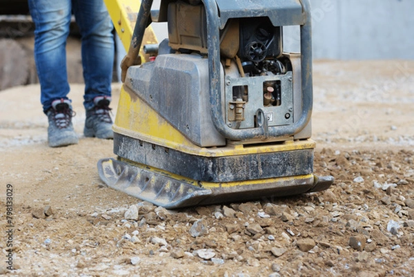 Obraz Rüttelplatte auf einer Baustelle